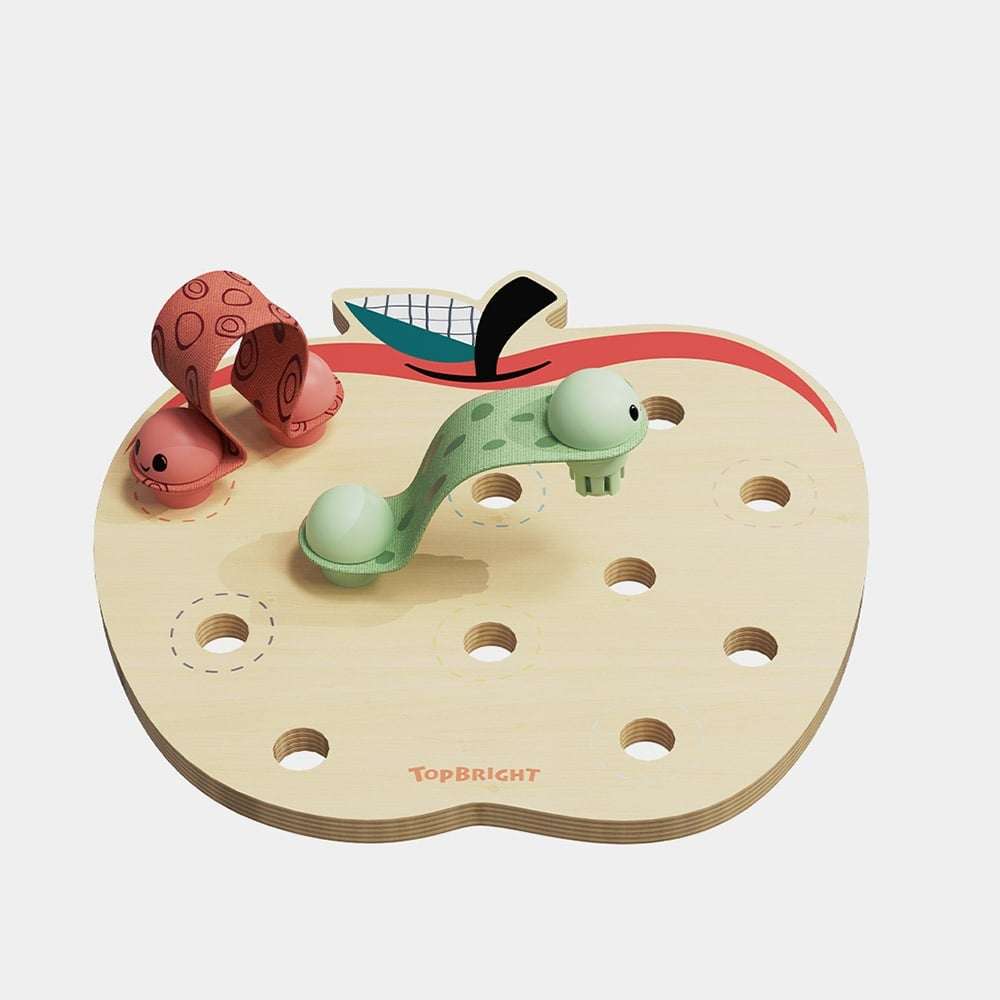 TopBright - Apple Worms Fine Motor Game with Activity Cards