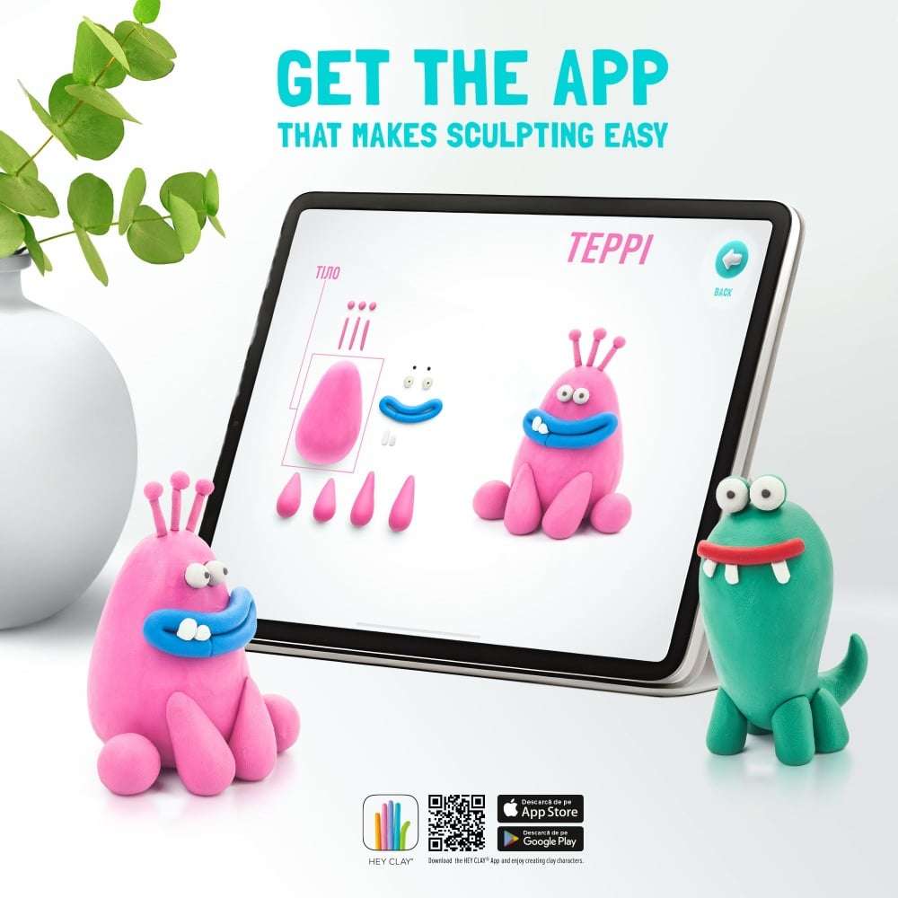 Hey Clay - Modelling Air-Dry Clay with Fun Interactive App - Cyclops, Terry, Pi, Series Monsters,...