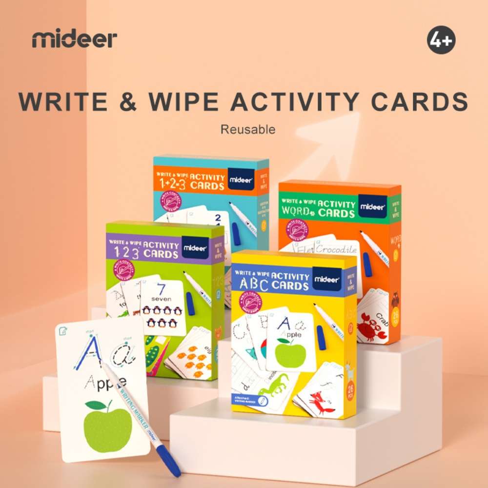 Mideer - Write & Wipe Cards: 123 Numbers - Reusable Learning Cards for Kids