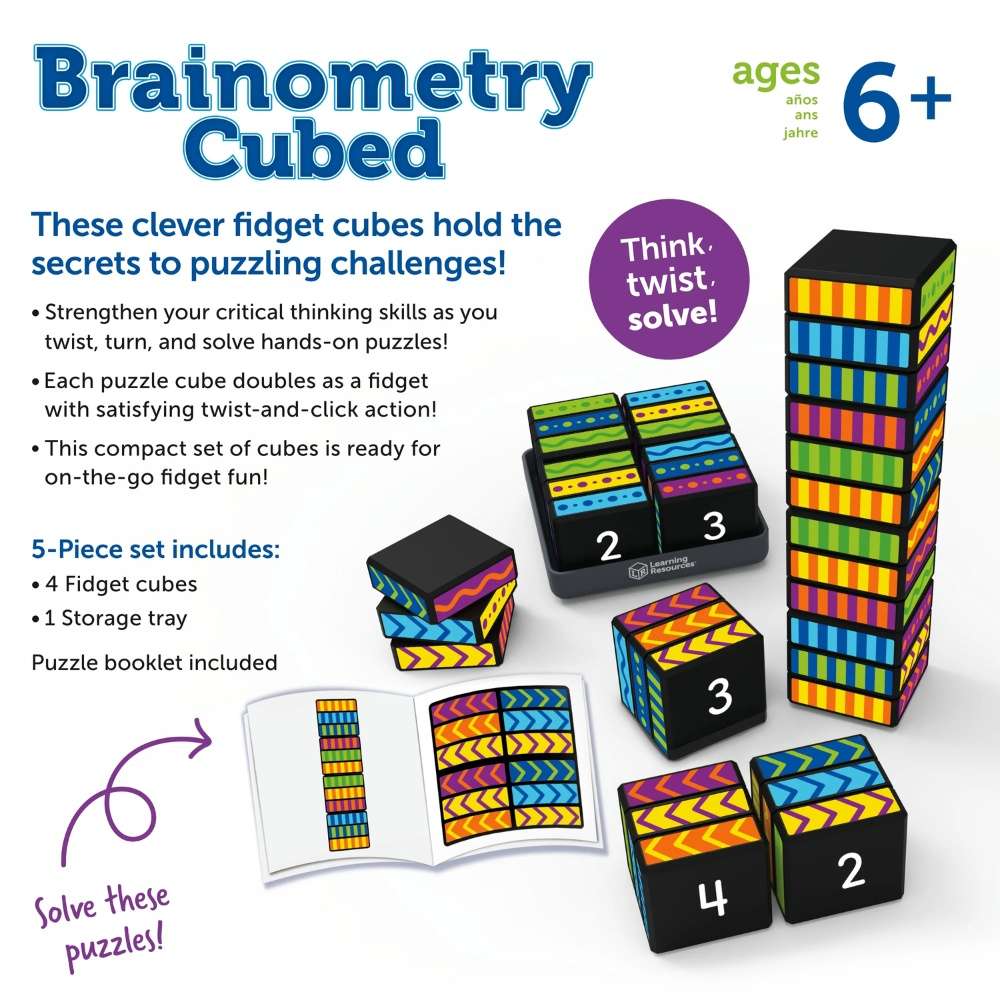 Learning Resources - Brainometry Cubed Shape & Fidget Kids Travel Puzzle Game