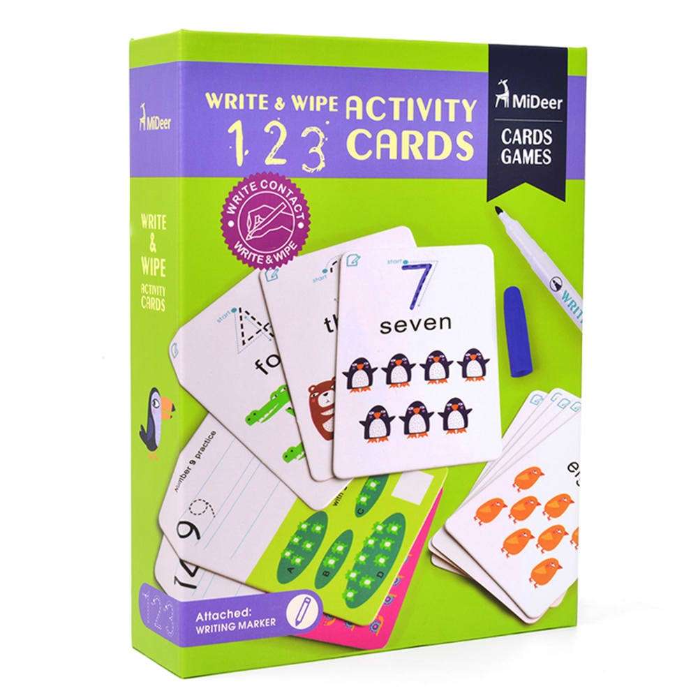Mideer - Write & Wipe Cards: 123 Numbers - Reusable Learning Cards for Kids