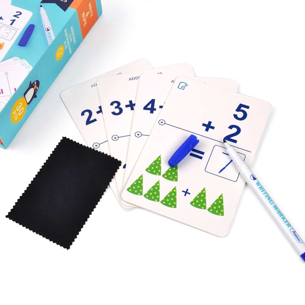 Mideer - Write & Wipe Cards: Math's Addition - Reusable Learning Cards for Kids