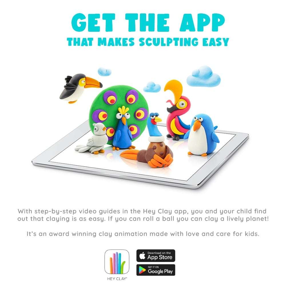 Hey Clay - Modelling Air-Dry Clay with Fun Interactive App - Pheasant, Ara Parrot, Dove, Series B...