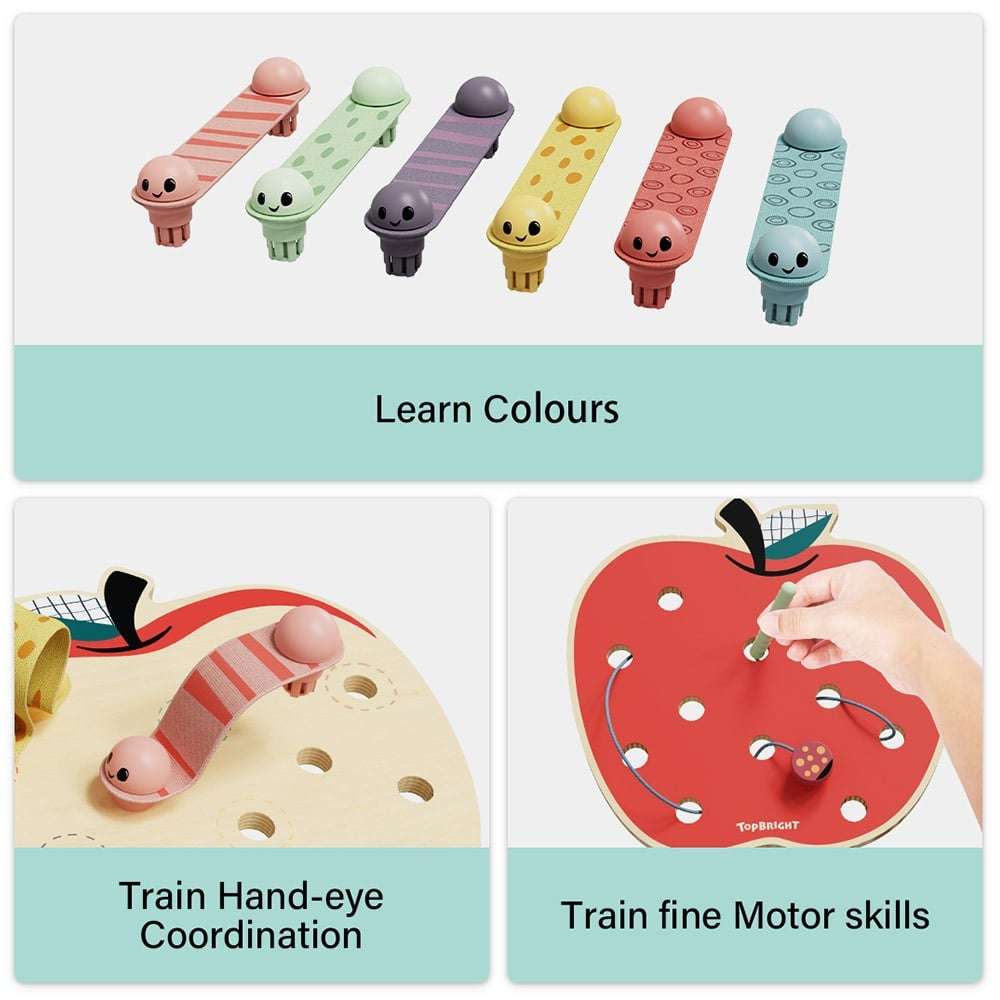 TopBright - Apple Worms Fine Motor Game with Activity Cards