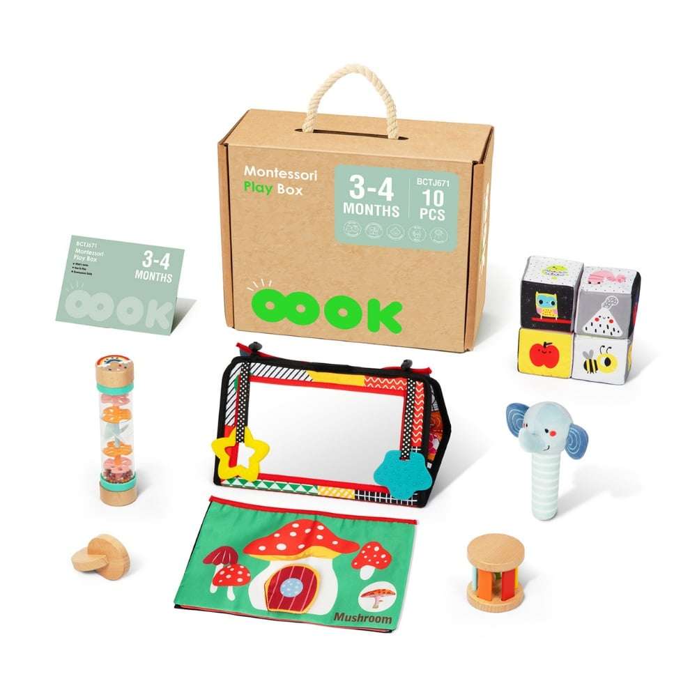 TookyToy - Montessori Activity Box Baby Playset - 3-4 Months