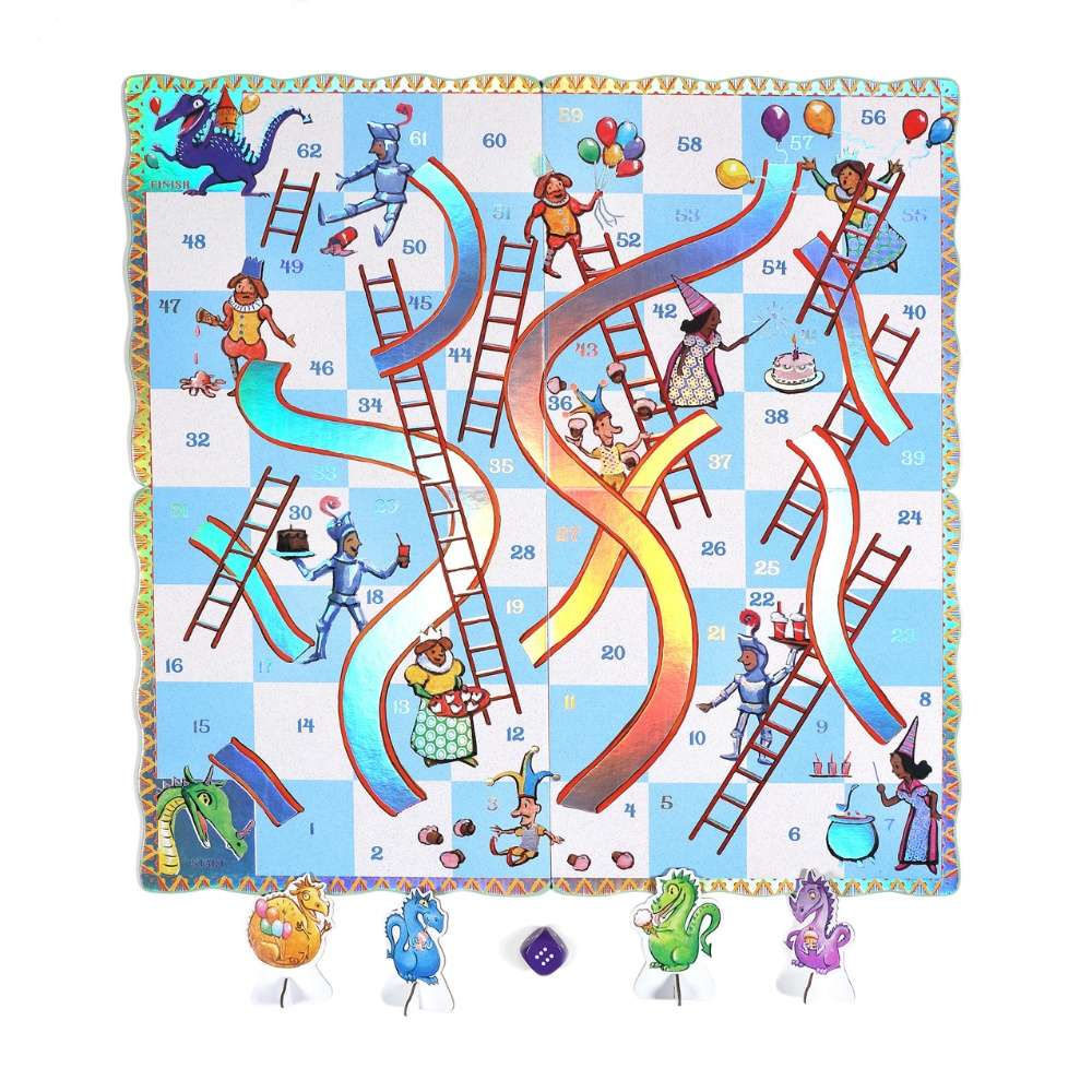 eeBoo - Snakes and Ladders Kids Board Game with Dragon Theme -**