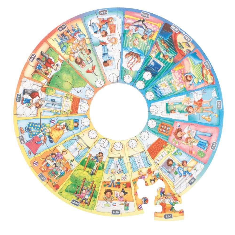 Beleduc - Wooden Learning Puzzle: My Daily Routines with Clock -**