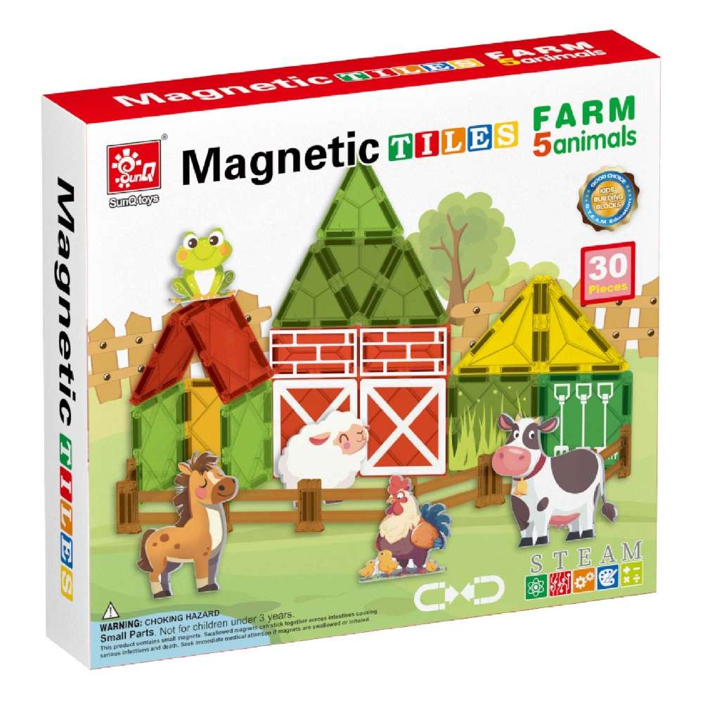 Magnetic Tiles - Farm Animals Set - 30 Pieces