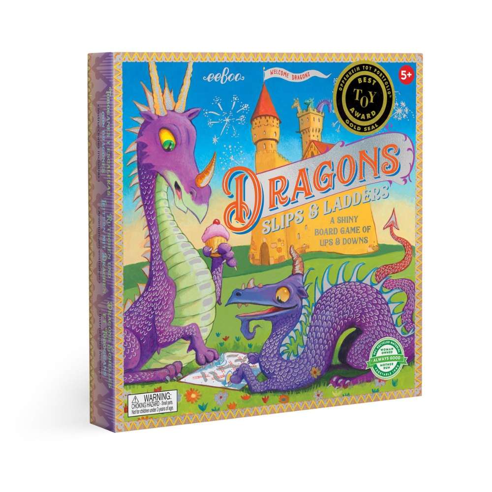 eeBoo - Snakes and Ladders Kids Board Game with Dragon Theme -**