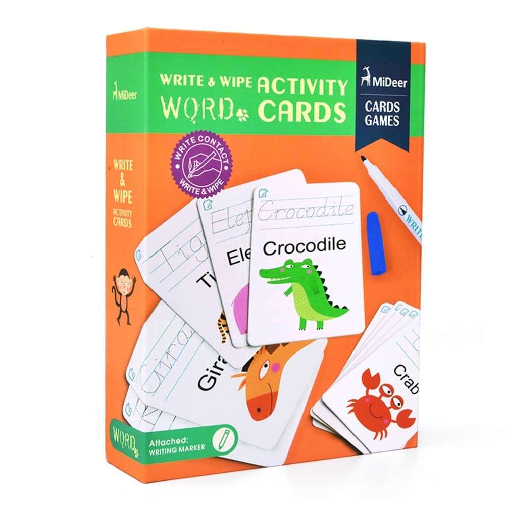 Mideer - Write & Wipe Cards: Words - Reusable Learning Cards for Kids