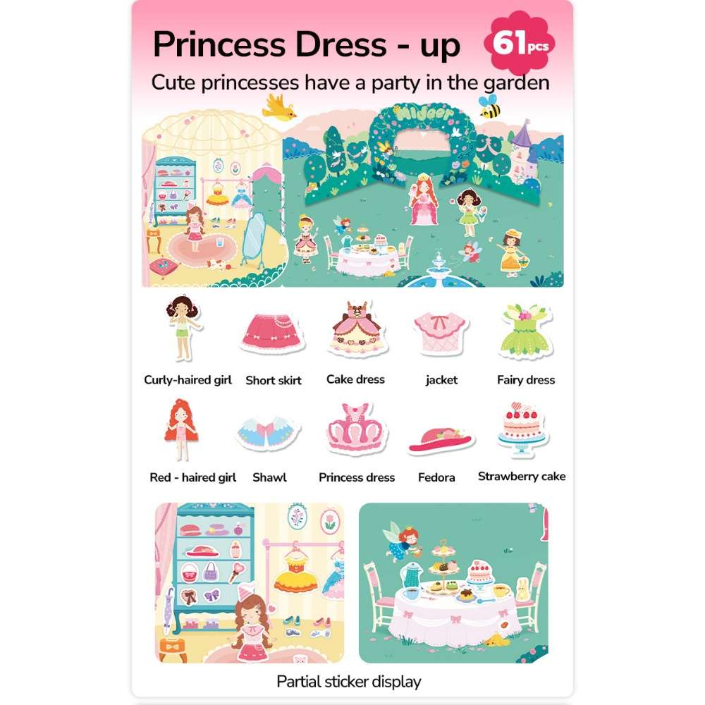 Mideer - Reusable Jelly Sticker Set - Princess Dess-Up - 61pcs