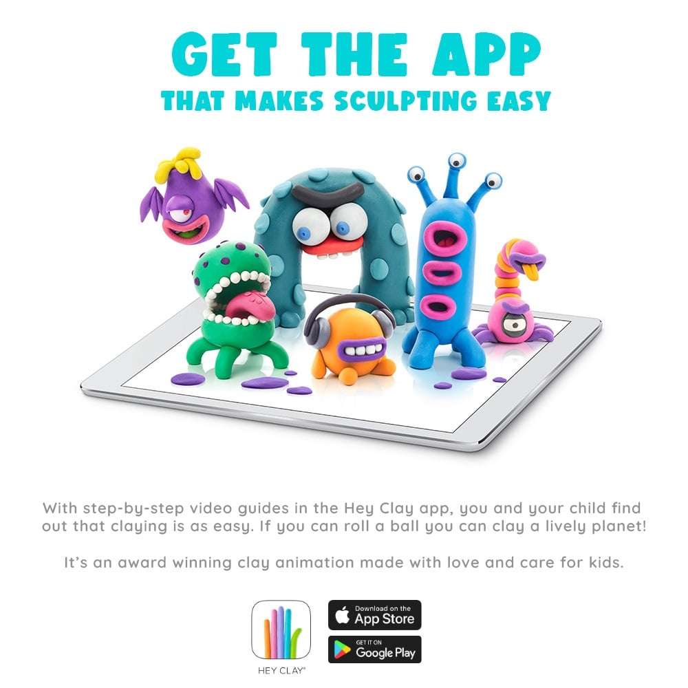 Hey Clay - Modelling Air-Dry Clay with Fun Interactive App - Burger, Trio, Scorpio, Series Aliens...