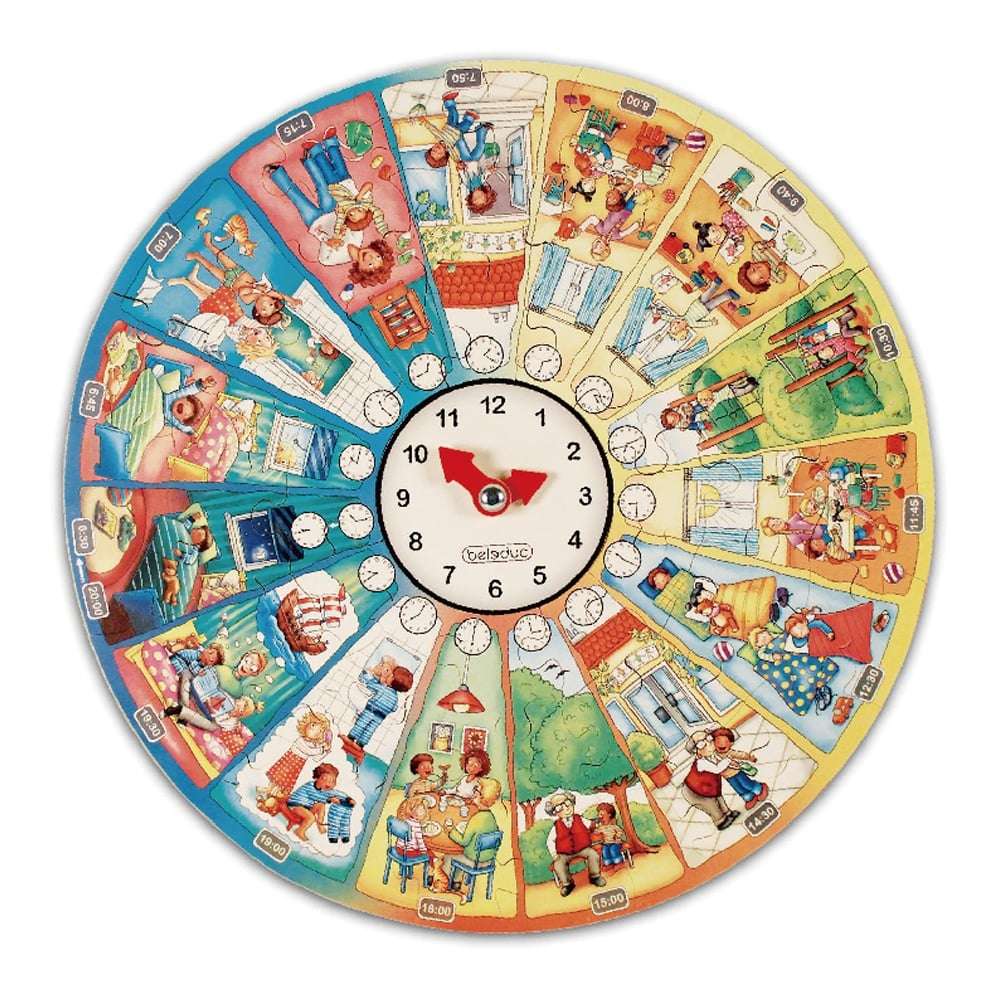 Beleduc - Wooden Learning Puzzle: My Daily Routines with Clock -**