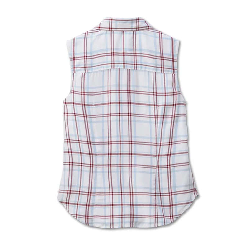 Women's Faith Sleeveless Plaid Shirt - YD Plaid - Bright White - L