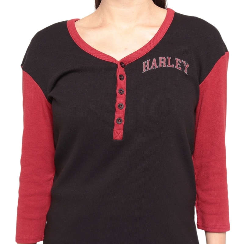 Women's Pride Contrast Henley - Colorblocked - Black Beauty - L L