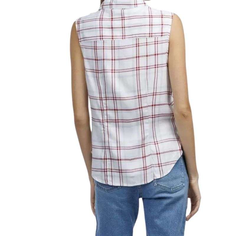 Women's Faith Sleeveless Plaid Shirt - YD Plaid - Bright White - L