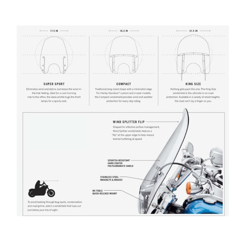 King-Size H-D Detachables 18 in. Windshield