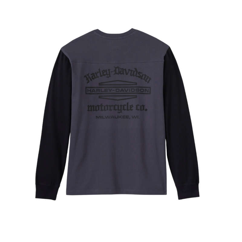 Men's Old English Stacked Bar & Shield Henley - L