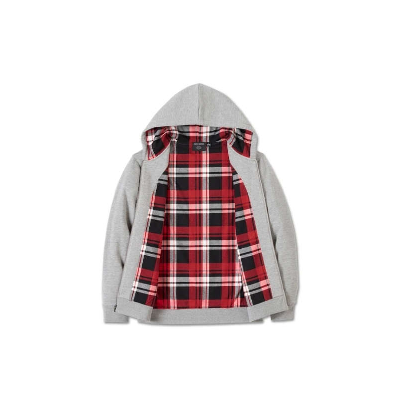 Men's Bar & Shield Plaid Lined Zip-Up Hoodie - S