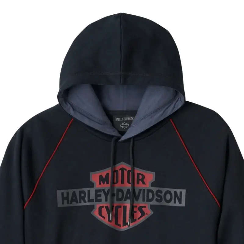 Men's Bar & Shield Contrast Pullover Hoodie - colourblock - XL