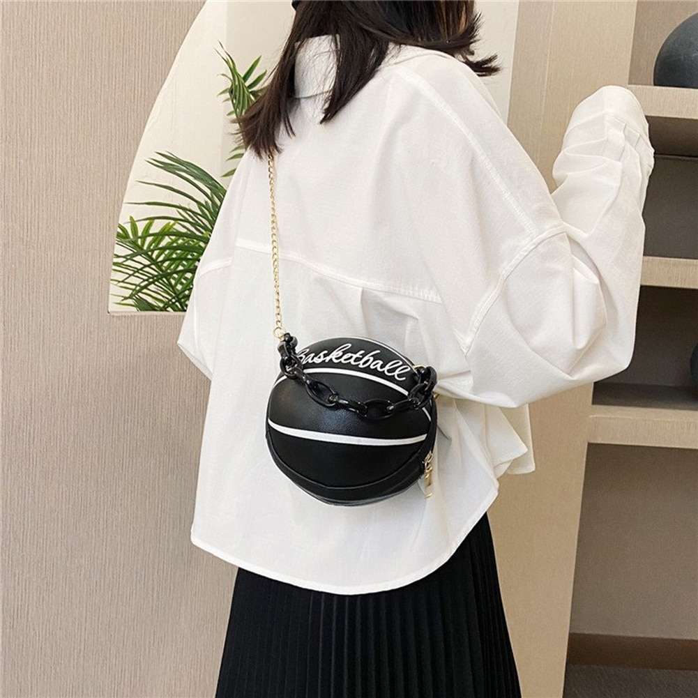 Letter Graphic Basketball Shaped Satchel Bag