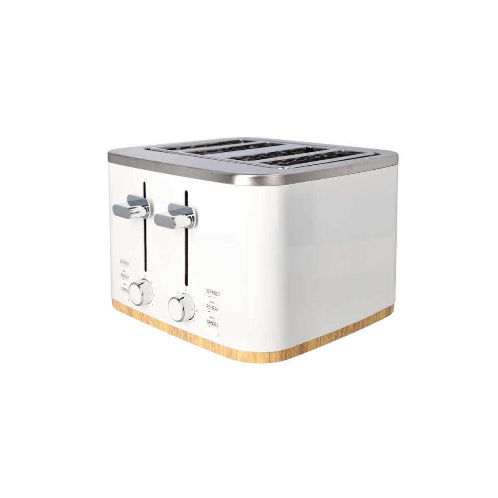 White & oak auto pop up 4 slice toaster