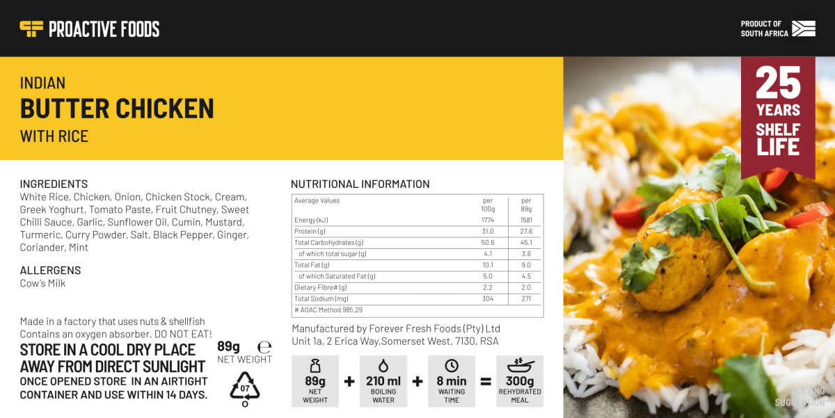 Freeze-dried Indian Butter Chicken with Rice (300g)