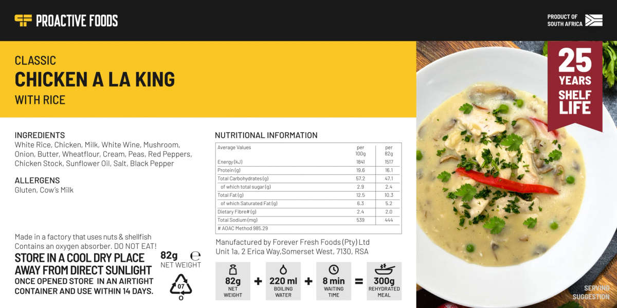 Freeze-dried Classic Chicken a la King with Rice (300g)