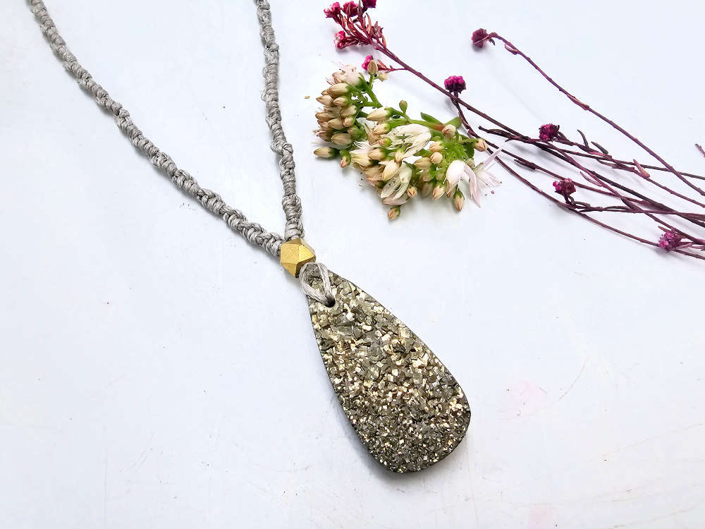 Pyrite Macrame Necklace