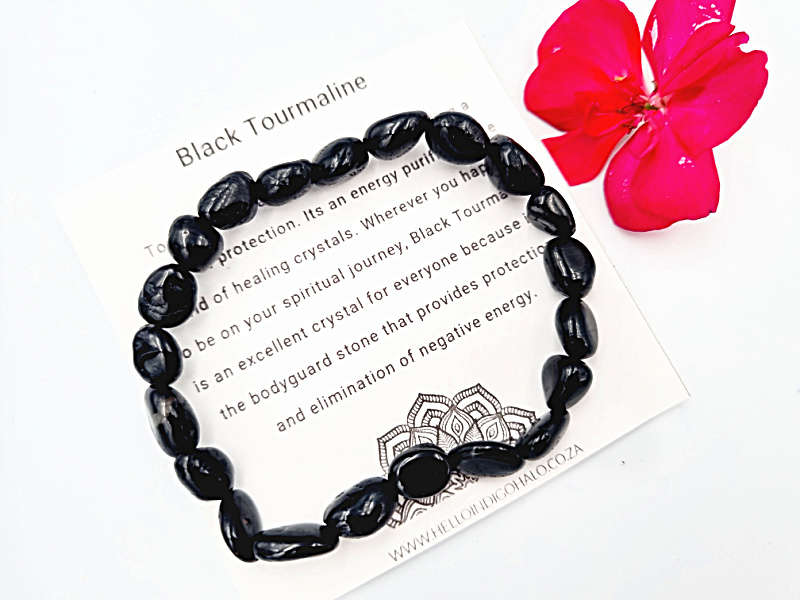 Black Tourmaline Gemstone Nugget Bangle