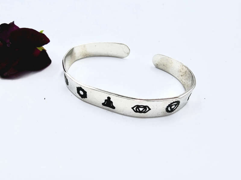 Chakra Bangle (White Brass)