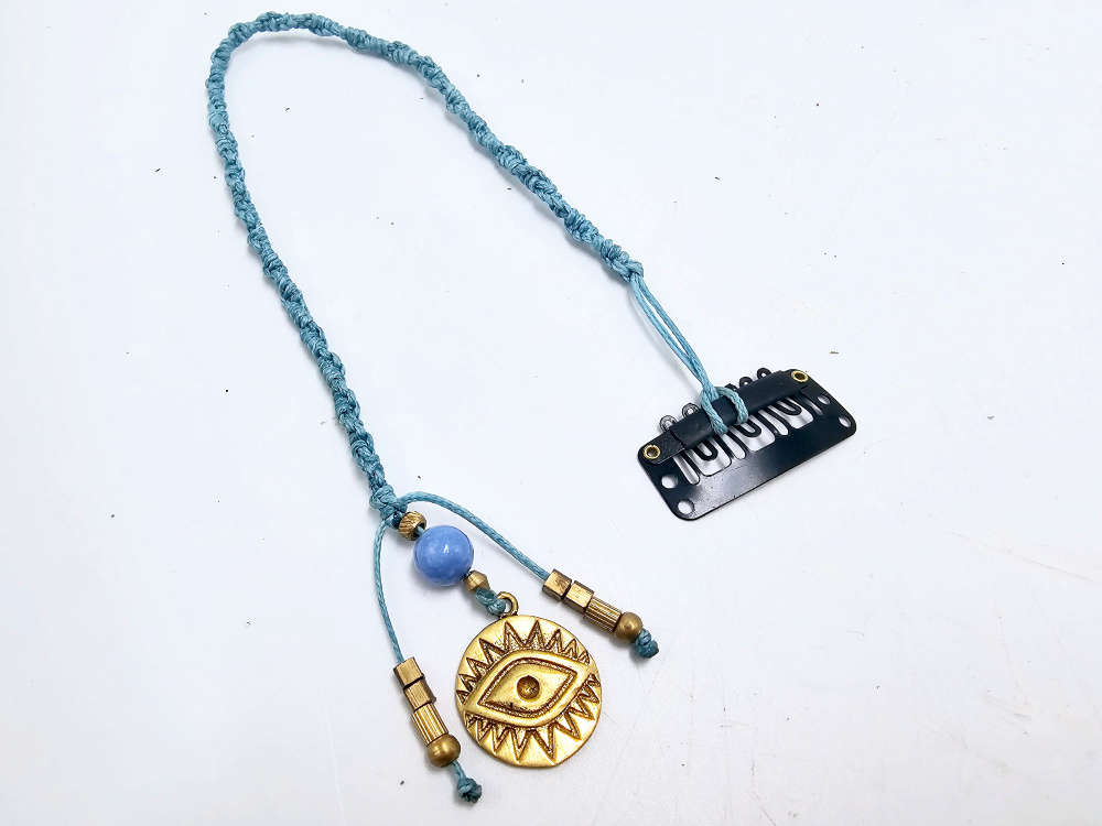 Macrame Hair Wrap B Angelite Eye