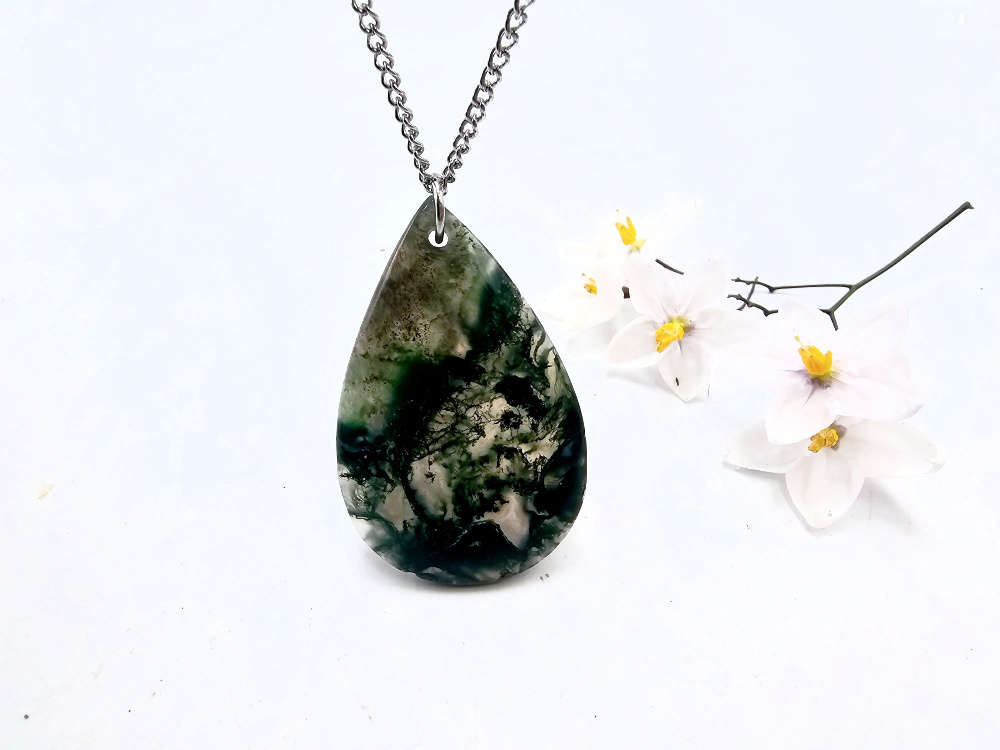 Moss Agate Drop Necklace