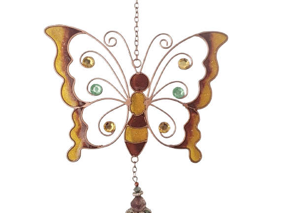 Butterfly Bell Hanging Orange (42cm)