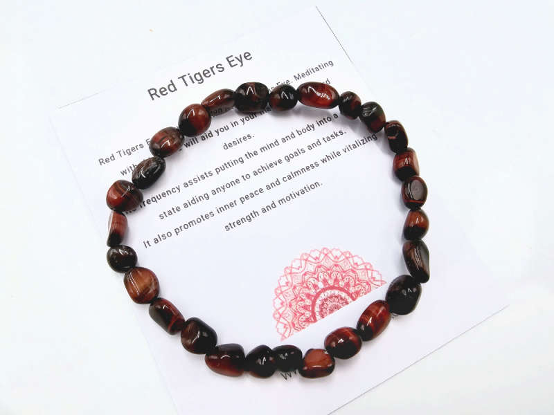Red Tigers Eye Gemstone Nugget Bangle