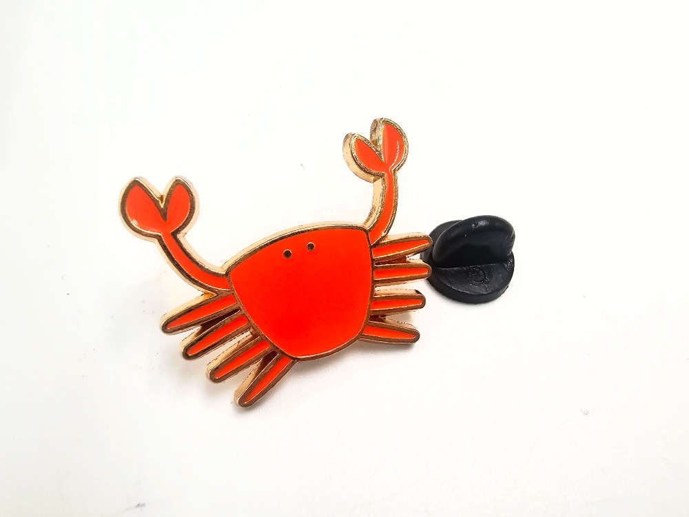 Crab Orange Pin Badge
