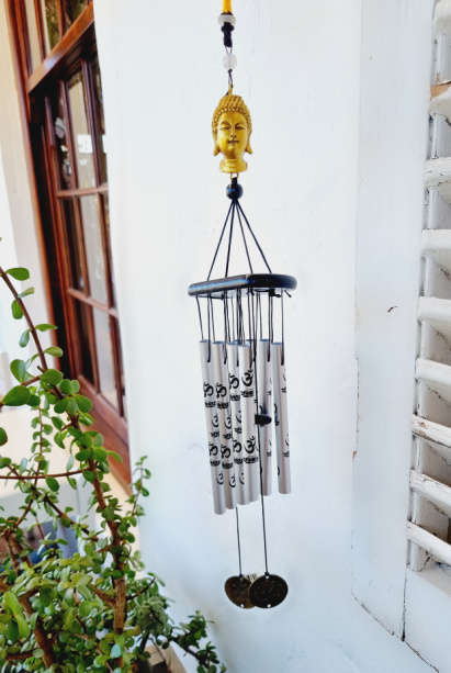 OM Aluminum Buddha Head Wind Chime