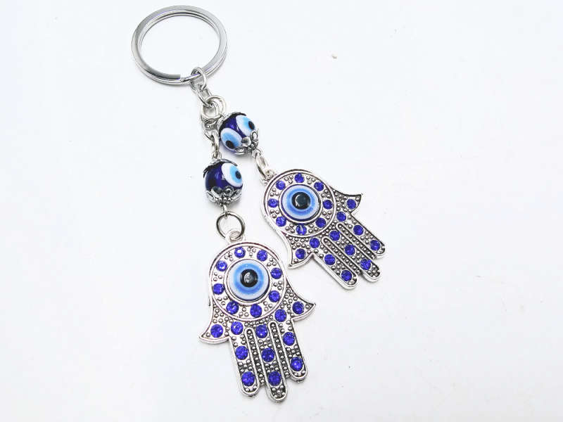 Double Hamsa Hand &amp; Evil Eye Keyring