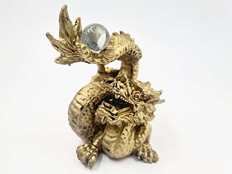 Gold Dragon Statue &amp; Glass Sphere