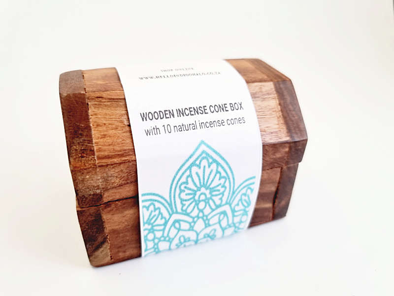 Wooden Incense Gift Set with 10 Mixed Cones