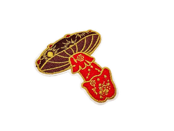 Iron on Patch - Re and Brown Mushroom (5cm)