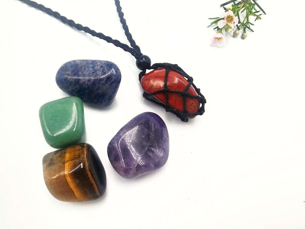 Interchangeable Macramé Necklace - 5 Stone Energy Set