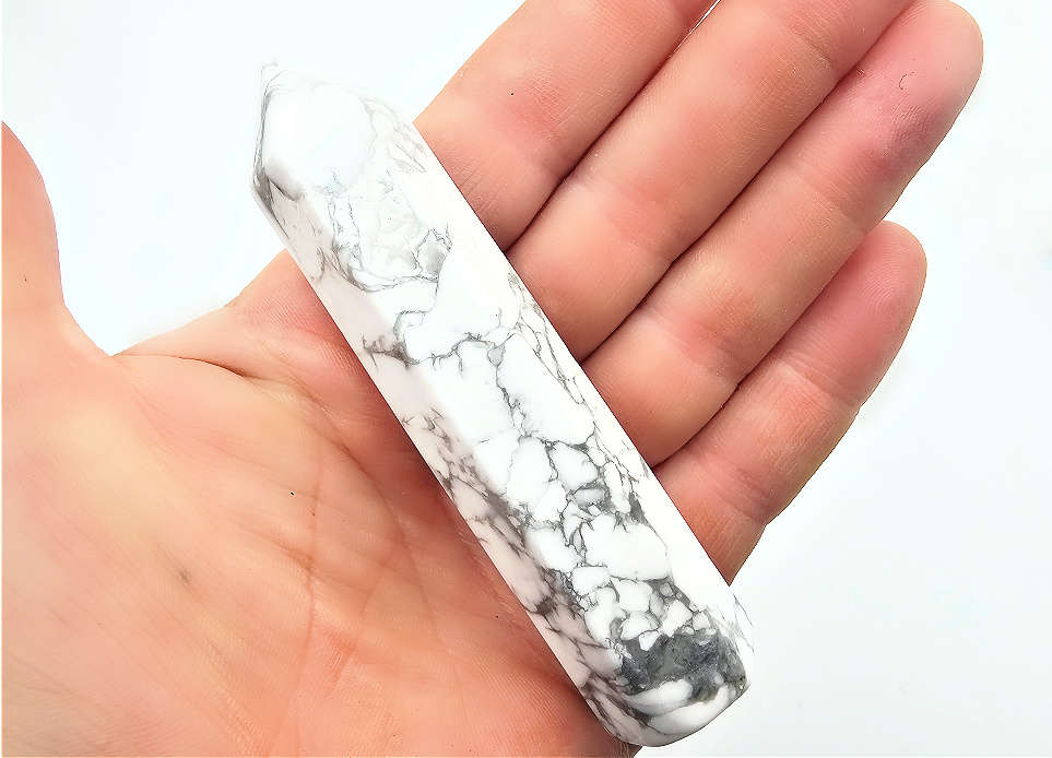 White Howlite Crystal Point (9.5m)