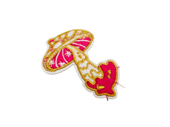 Iron on Patch - Mushroom Pink (5.5cm)