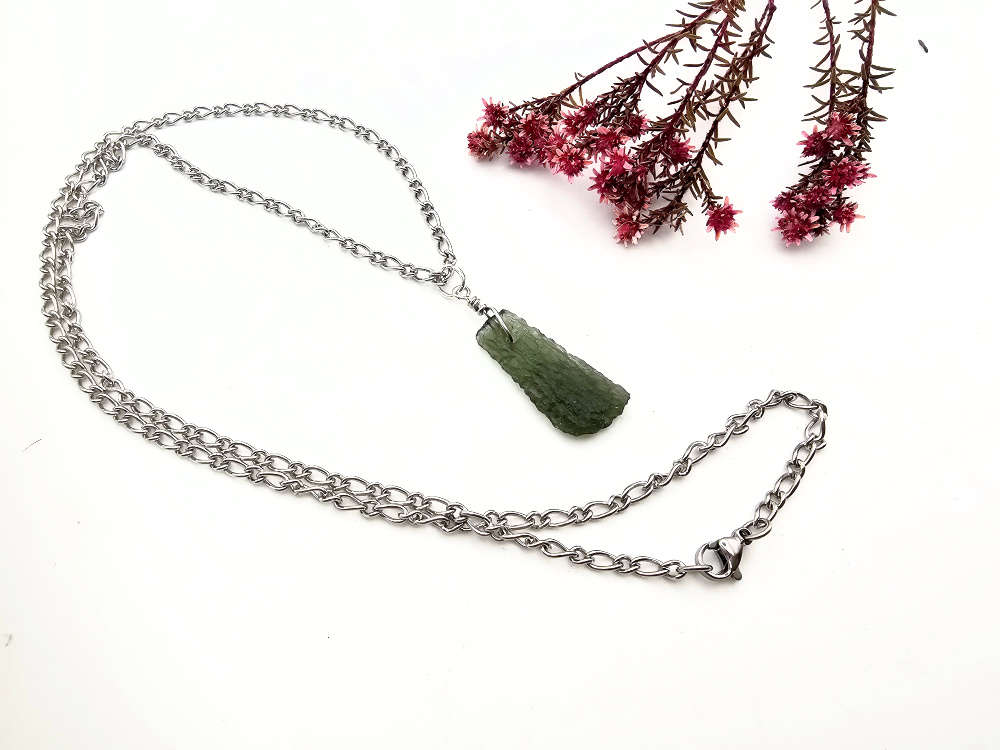 Moldavite Necklace D - 2.1g (Stainless Steel)