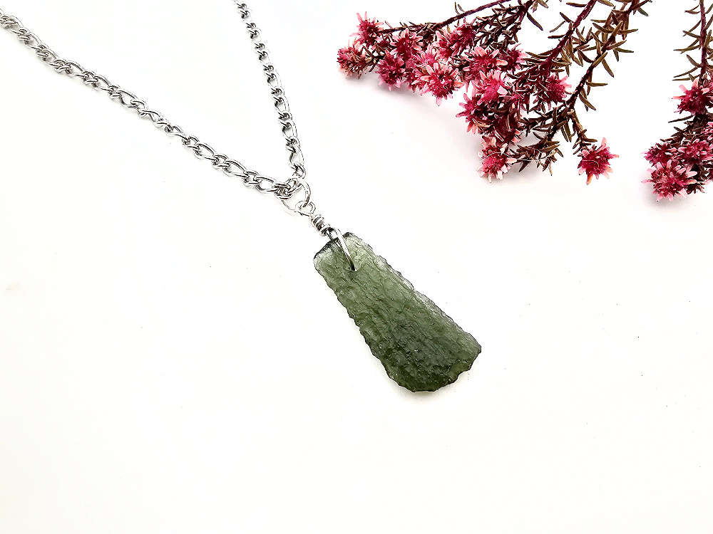 Moldavite Necklace D - 2.1g (Stainless Steel)