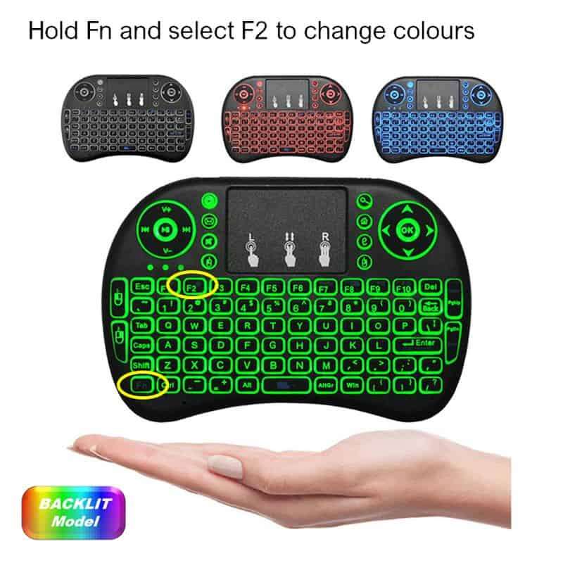 Mini Qwerty Keyboard Air Mouse i8, Backlit, Touchpad, Wireless USB