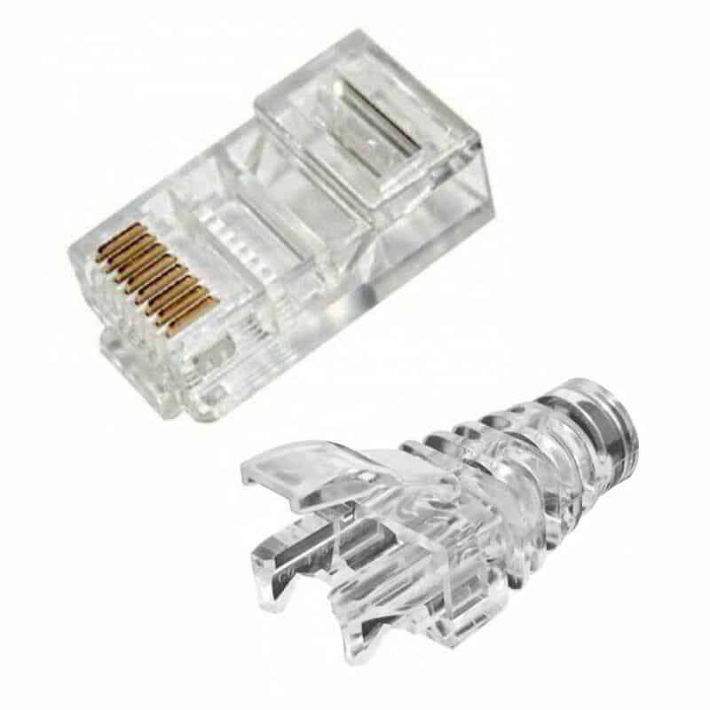 RJ45 connectors and clear crimp on boots, 100pcs set