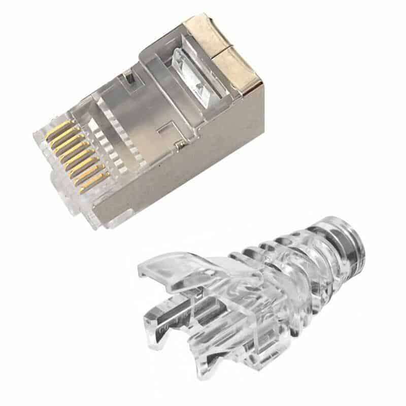 Shielded RJ45 connectors and boots, 100pcs set