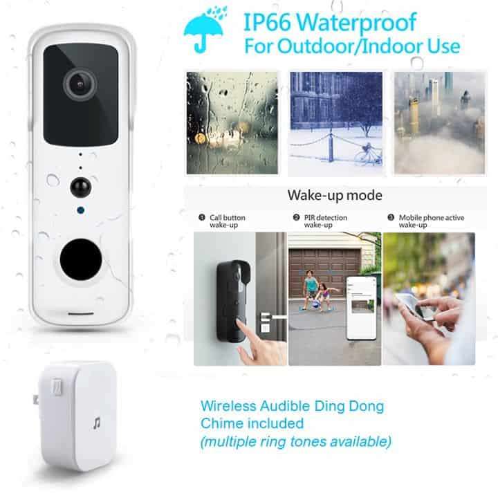 Smart WiFi Video Doorbell, IP66 Waterproof | WiFi Tuya Smart Life